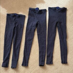Maisonette Maison Me Kids Leggings S/3 - Navy and White Striped (Size 7-8)